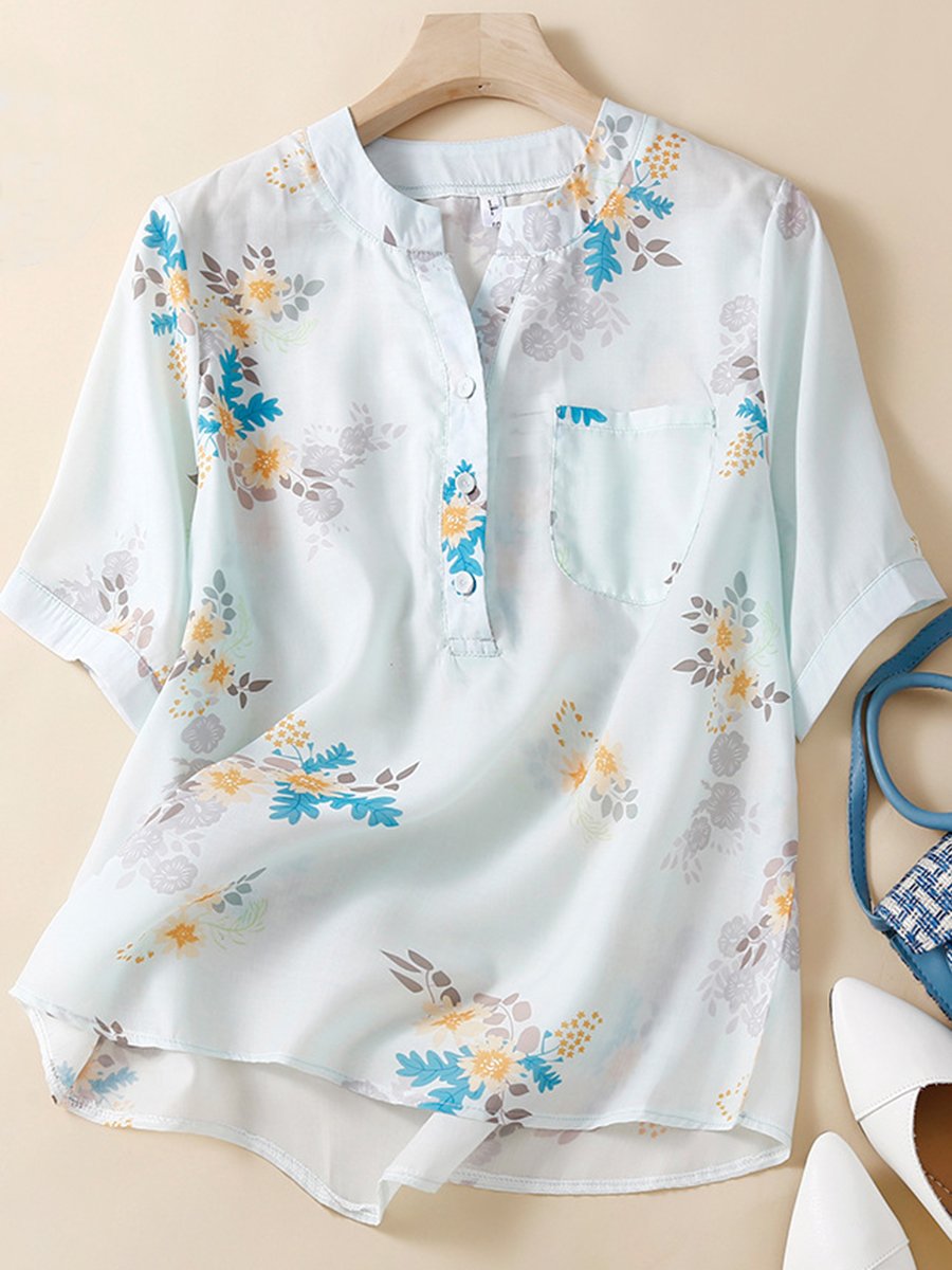 Cotton Linen Lapel Collar Loose Shirt